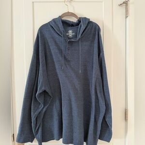 Monument Waffle Knit Henley Hoodie Men's Blue 4x
